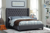 Ashton Contemporary Wing Bed with Elegant Tufted Design and Chrome Nailheads for Luxurious Comfort