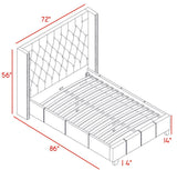 Ashton Contemporary Wing Bed with Elegant Tufted Design and Chrome Nailheads for Luxurious Comfort