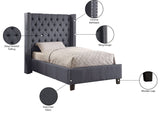 Ashton Contemporary Wing Bed with Elegant Tufted Design and Chrome Nailheads for Luxurious Comfort