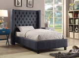 Ashton Contemporary Wing Bed with Elegant Tufted Design and Chrome Nailheads for Luxurious Comfort