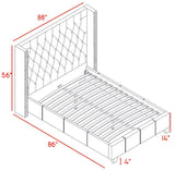Ashton Contemporary Wing Bed with Elegant Tufted Design and Chrome Nailheads for Luxurious Comfort