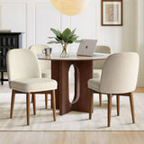 Athena Linen Upholstered Solid Wood Dining Chairs (Set of 4)