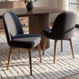 Athena Linen Upholstered Solid Wood Dining Chairs (Set of 2)