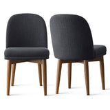 Athena Linen Upholstered Solid Wood Dining Chairs (Set of 2)