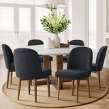 Athena Linen Upholstered Solid Wood Dining Chairs (Set of 2)