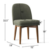 Athena Linen Upholstered Solid Wood Dining Chairs (Set of 2)