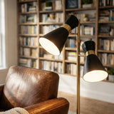 Axis Brassed Gold Floor Lamp with 4-Way Switch Double Spots with Metal Base