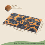 Blue Floral Coir Doormat - 17”x30”