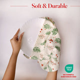 Printed Cotton Kitchen Towels Set of 2 – Poinsettia, Green & White