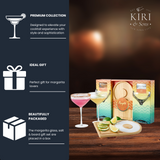 Margarita Glass, Salt & Board Gift Set - Includes 2 Ribbed 12oz