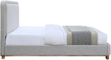Nolita Linen Textured Bed - Luxurious Soft Fabric with Solid Wood Base for Elegant Bedroom Upgrade