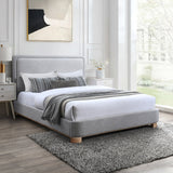 Nolita Linen Textured Bed - Luxurious Soft Fabric with Solid Wood Base for Elegant Bedroom Upgrade