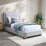 Nolita Linen Textured Bed - Luxurious Soft Fabric with Solid Wood Base for Elegant Bedroom Upgrade