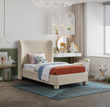 Penny Twin Bed - Elegant Upholstered Bed with Curved Headboard for Stylish Bedroom Decor Upgrade