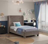 Penny Twin Bed - Elegant Upholstered Bed with Curved Headboard for Stylish Bedroom Decor Upgrade