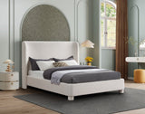Penny Polyester Fabric Queen Bed - Elegant Curved Headboard for a Luxurious Bedroom Upgrade