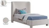 Penny Twin Bed - Elegant Upholstered Bed with Curved Headboard for Stylish Bedroom Decor Upgrade
