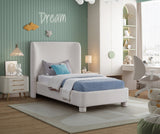 Penny Twin Bed - Elegant Upholstered Bed with Curved Headboard for Stylish Bedroom Decor Upgrade