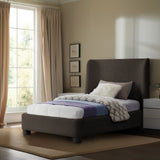 Penny Twin Bed - Elegant Upholstered Bed with Curved Headboard for Stylish Bedroom Decor Upgrade