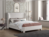 Penny Polyester Fabric Queen Bed - Elegant Curved Headboard for a Luxurious Bedroom Upgrade