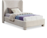 Penny Twin Bed - Elegant Upholstered Bed with Curved Headboard for Stylish Bedroom Decor Upgrade