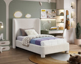 Penny Twin Bed - Elegant Upholstered Bed with Curved Headboard for Stylish Bedroom Decor Upgrade