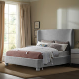 Penny Polyester Fabric Queen Bed - Elegant Curved Headboard for a Luxurious Bedroom Upgrade