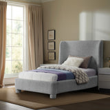 Penny Twin Bed - Elegant Upholstered Bed with Curved Headboard for Stylish Bedroom Decor Upgrade