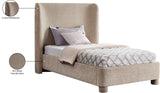 Penny Twin Bed - Elegant Upholstered Bed with Curved Headboard for Stylish Bedroom Decor Upgrade