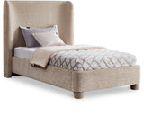 Penny Twin Bed - Elegant Upholstered Bed with Curved Headboard for Stylish Bedroom Decor Upgrade