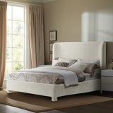 Penny King Bed - Elegant Upholstered Design with Curved Headboard for Luxurious Bedroom Makeover