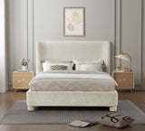 Penny Polyester Fabric Queen Bed - Elegant Curved Headboard for a Luxurious Bedroom Upgrade