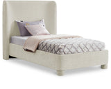 Penny Twin Bed - Elegant Upholstered Bed with Curved Headboard for Stylish Bedroom Decor Upgrade
