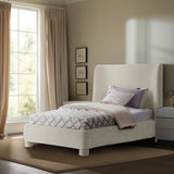 Penny Twin Bed - Elegant Upholstered Bed with Curved Headboard for Stylish Bedroom Decor Upgrade