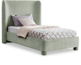 Penny Twin Bed - Elegant Upholstered Bed with Curved Headboard for Stylish Bedroom Decor Upgrade