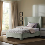 Penny Twin Bed - Elegant Upholstered Bed with Curved Headboard for Stylish Bedroom Decor Upgrade
