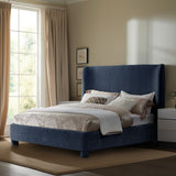 Penny Polyester Fabric Queen Bed - Elegant Curved Headboard for a Luxurious Bedroom Upgrade