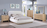 Vaughn Cream Linen Textured Bed - Cozy Platform Design with Solid Wood Base for Inviting Retreat