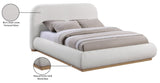 Vaughn Cream Linen Textured Bed - Cozy Platform Design with Solid Wood Base for Inviting Retreat