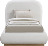 Vaughn Cream Linen Textured Bed - Cozy Platform Design with Solid Wood Base for Inviting Retreat