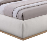 Vaughn Cream Linen Textured Bed - Cozy Platform Design with Solid Wood Base for Inviting Retreat