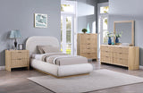Vaughn Cream Linen Textured Bed - Cozy Platform Design with Solid Wood Base for Inviting Retreat