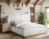 Vaughn Cream Boucle Bed – Cozy, Contemporary Design with Natural Wood Base for Ultimate Comfort