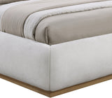 Vaughn Bed – Cozy Chenille Upholstered Platform Bed with Natural Wood Base for Modern Bedrooms