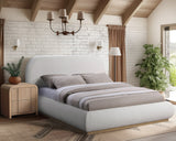 Vaughn Bed – Cozy Chenille Upholstered Platform Bed with Natural Wood Base for Modern Bedrooms