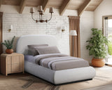 Vaughn Bed – Cozy Chenille Upholstered Platform Bed with Natural Wood Base for Modern Bedrooms