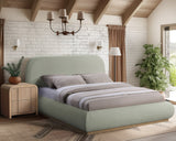Vaughn Bed – Cozy Chenille Upholstered Platform Bed with Natural Wood Base for Modern Bedrooms