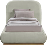 Vaughn Bed – Cozy Chenille Upholstered Platform Bed with Natural Wood Base for Modern Bedrooms