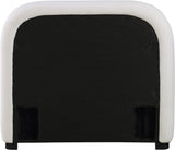 Vaughn Cream Bed - Cozy Linen Textured Fabric with Sturdy Black Wood Base for Ultimate Comfort