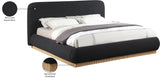 Rigby Art Deco King Bed in Rich Black Boucle Fabric with Fluted Base - Stylish & Modern Design